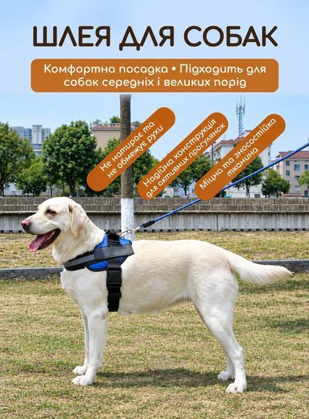 Шлейка-жилет для собак з ручкою та світловідбивною смугою XS, обхват грудей 38&ndash;50 см, чорна SDZ01-XS-BK фото