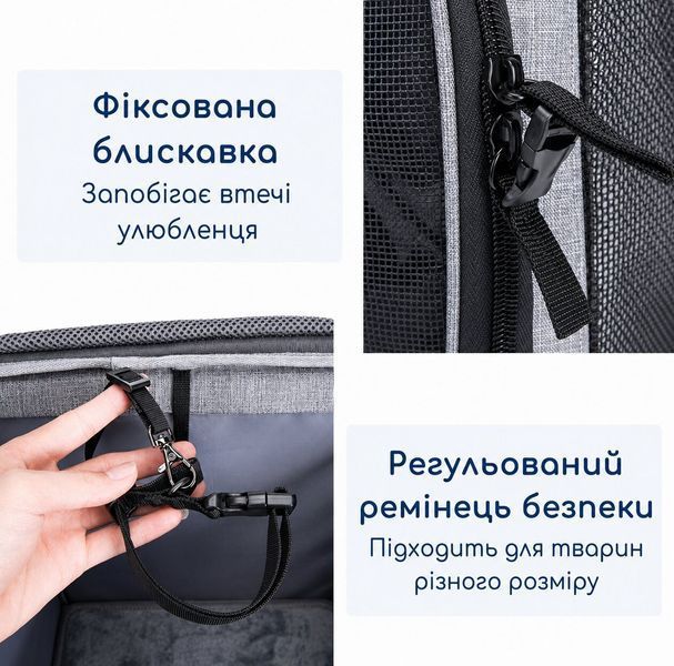 Сумка-рюкзак переноска Wakytu для животных с креплением на велосипед - Серый С53 фото
