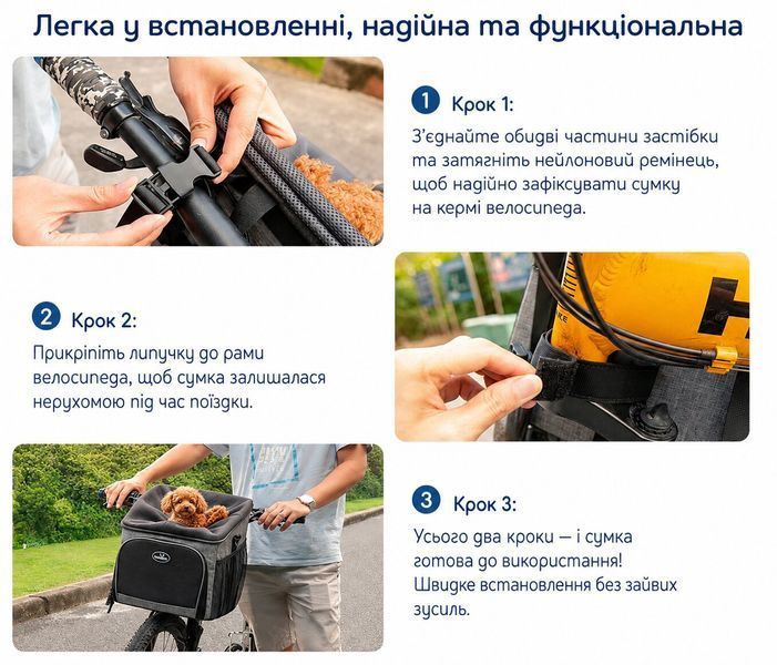 Сумка-рюкзак переноска Wakytu для животных с креплением на велосипед - Серый С53 фото