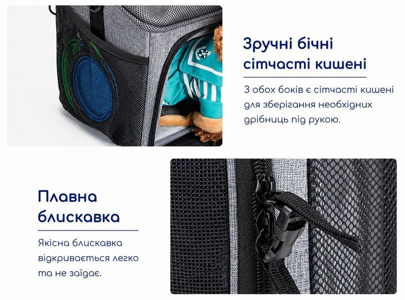 Сумка-рюкзак переноска Wakytu для животных с креплением на велосипед - Серый С53 фото