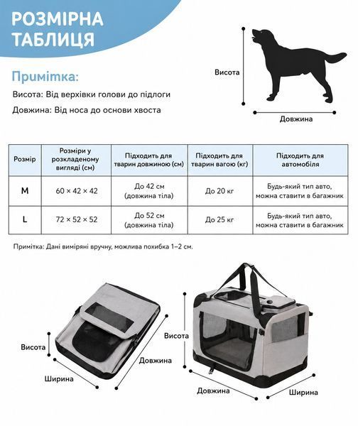 Манеж-переноска для собак и кошек со стальным каркасом, M 60 &times; 42 &times; 42 см &mdash; серый TST-QF01 фото