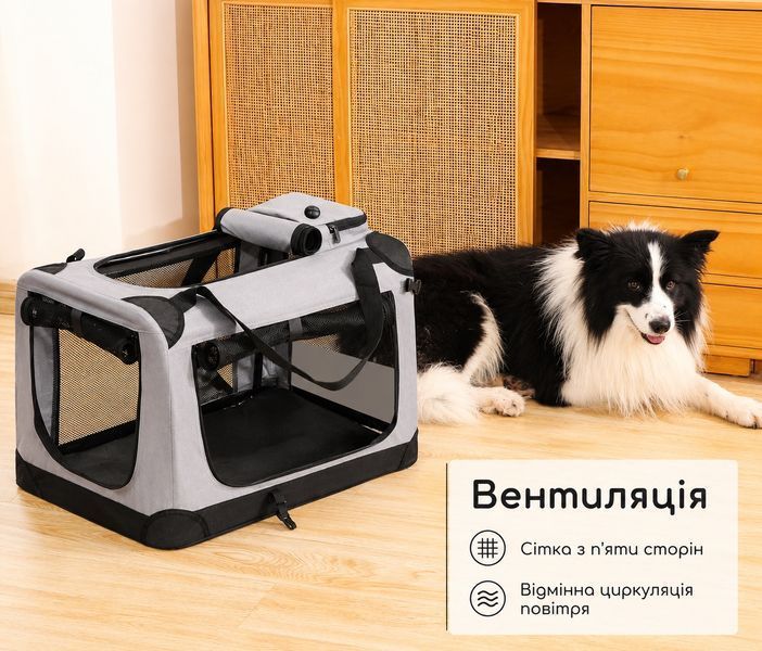 Манеж-переноска для собак и кошек со стальным каркасом, M 60 &times; 42 &times; 42 см &mdash; серый TST-QF01 фото