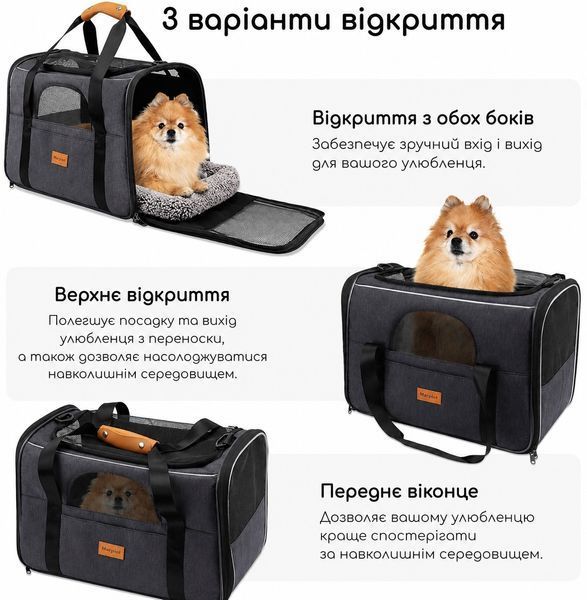 УЦІНКА! Велика сумка-переноска для котів і собак до 12 кг з вентиляцією та м&rsquo;якою подушкою - Чорний ( TST-QS01 фото