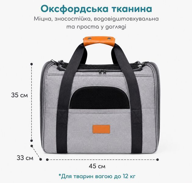 УЦІНКА! Велика сумка-переноска для котів і собак до 12 кг з вентиляцією та м&rsquo;якою подушкою - Чорний ( TST-QS01 фото